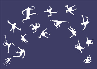 Illustration of funny doodle silhouettes of people