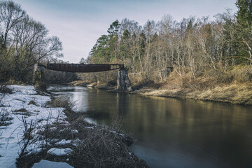 Old bridge walks over the Barth River