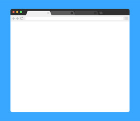 Browser mockup on blue background. Web browser in flat style. Vector illustration.
