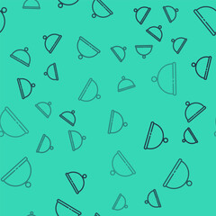 Black line Covered with a tray of food icon isolated seamless pattern on green background. Tray and lid. Restaurant cloche with lid. Kitchenware symbol. Vector.