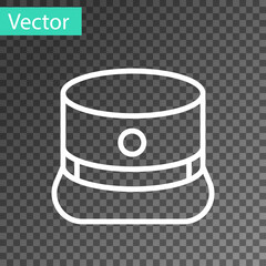 White line Kepi icon isolated on transparent background. Cap army uniform headgear. Historic general hat. Vector.