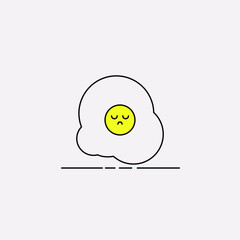 Sad sunny side egg character vector illustration