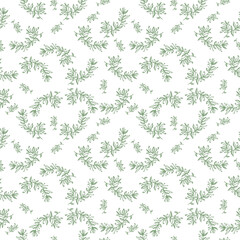 Seamless pattern hand drawn branches for spring decoration. Doodle vector illustration. Isolated on white background. Stock illustration