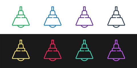 Set line Chandelier icon isolated on black and white background. Vector.