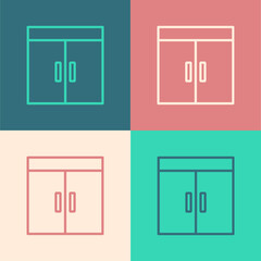 Pop art line Wardrobe icon isolated on color background. Vector.