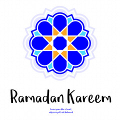Flat Ramadan Kareem illustrations. Islamic pattern.

