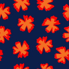 Vector seamless pattern with red flowers on a dark background