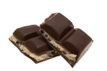 chocolate bar with nuts isolated
