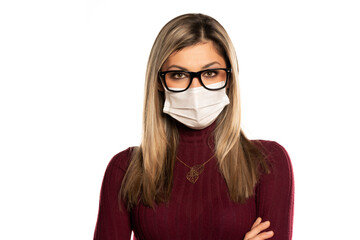 Woman  with face medical mask