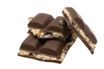 chocolate bar with nuts isolated