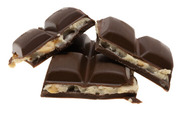 chocolate bar with nuts isolated