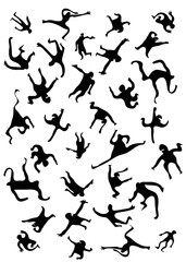 Fototapeta na wymiar Illustration of funny doodle silhouettes of people