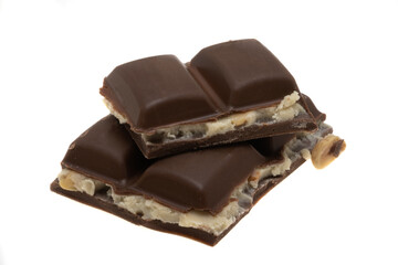 chocolate bar with nuts isolated