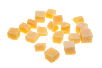 squares of cheese isolated