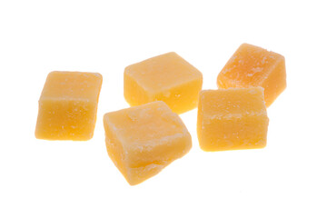 squares of cheese isolated
