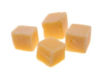 squares of cheese isolated