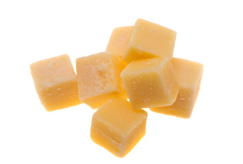 squares of cheese isolated