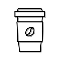Classic Cup of Coffe Drink. Flat Icon in Outline Design. Black Stroke. Pictogram for Website Vector eps10.
