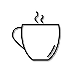 Classic Cup of Tea or Coffe Drink. Flat Icon in Outline Design. Black Stroke. Pictogram for Website Vector eps10.