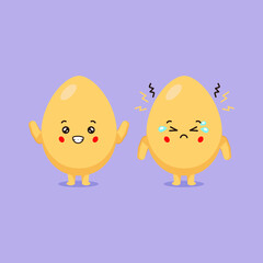 Cute Egg Characters With Smiling and Sad