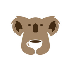 koala coffee cup drink negative space logo vector icon illustration © gaga vastard