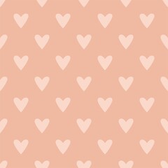Tile cute vector pattern with pink hearts on pastel background