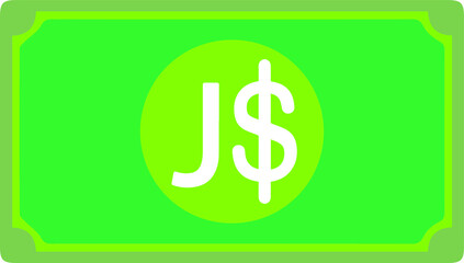 Jamaica Dollar currency Sign Green Note icon Vector for mobile apps and Websites
