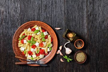 baked feta cheese pasta on a plate