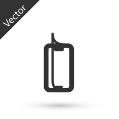 Grey line Glass screen protector for smartphone icon isolated on white background. Protective film for glass. Transparent soft glass for mobile phone. Vector.