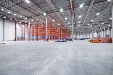 Interior of new large and modern warehouse space