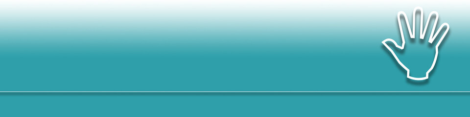 Breiter Hintergrund oder Banner mit dem Symbol einer Hand mit einem hellblauen Farbverlauf