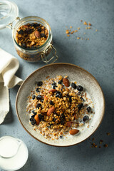 Traditional homemade granola served for breakfast