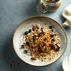 Traditional homemade granola served for breakfast
