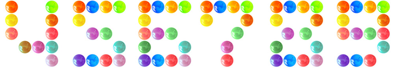 Fototapeta premium Police écriture à points, 4, 5, 6, 7, 8, 9