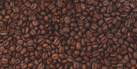 Roasted aromatic coffee beans as background