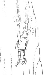 Businessman falling off a cliff. Concept of failure.