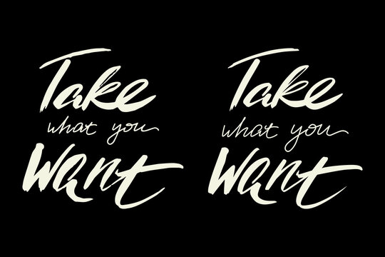 Take what you want abstract lettering for print design. Modern art isolated vector graphic. Banner design. Vector typographic design.