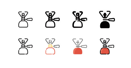Hiking stove Icon Set (8 different style vector icon set)