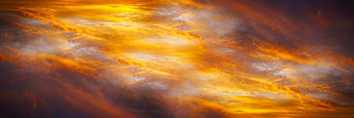 Fiery orange sunset. Fantastic dramatic sky background. Science fiction, fantasy, astrology, magic...