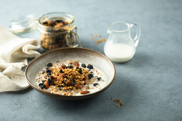 Traditional homemade granola served for breakfast
