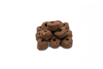 Dry dog food isolated on white