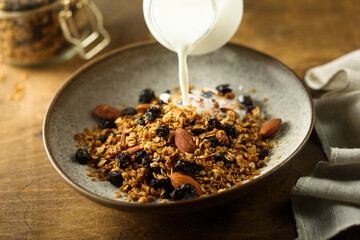 Traditional homemade granola served for breakfast