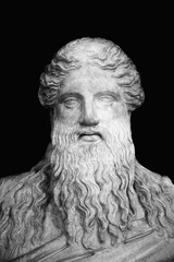 God Zeus (Jupiter). The king of Olympian gods and the ruler of sky and thunder. Ancient statue.