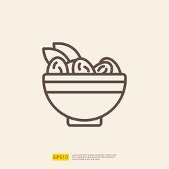 dates meal iftar line icon for Muslim and Ramadan theme concept. Vector illustration
