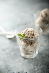 Homemade ice cream with chocolate