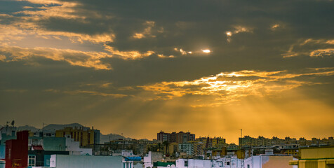 sunset over the city
