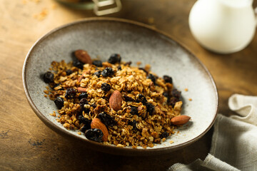 Traditional homemade granola served for breakfast