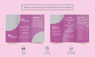 Creative Spa Women Salon Trifold Brochure Template design. Spa Women Trifold Brochure. Brochure Flyer Template.