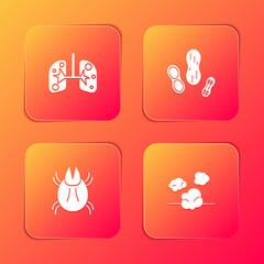 Set Lungs, Peanut, Parasite mite and Dust icon. Vector.