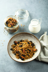 Traditional homemade granola served for breakfast